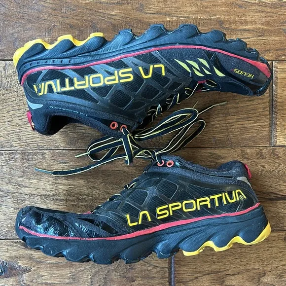 La Sportiva Helios SR Mountain Trail Running Shoes Black Yellow Mens Size 7