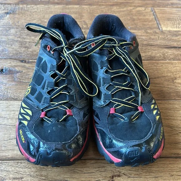La Sportiva Helios SR Mountain Trail Running Shoes Black Yellow Mens Size 7