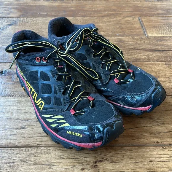 La Sportiva Helios SR Mountain Trail Running Shoes Black Yellow Mens Size 7