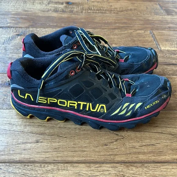 La Sportiva Helios SR Mountain Trail Running Shoes Black Yellow Mens Size 7