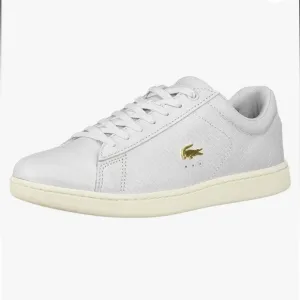 Lacoste Carnaby Evo Women’s White Leather Lace Up Low Top Sneakers Shoes Size 8