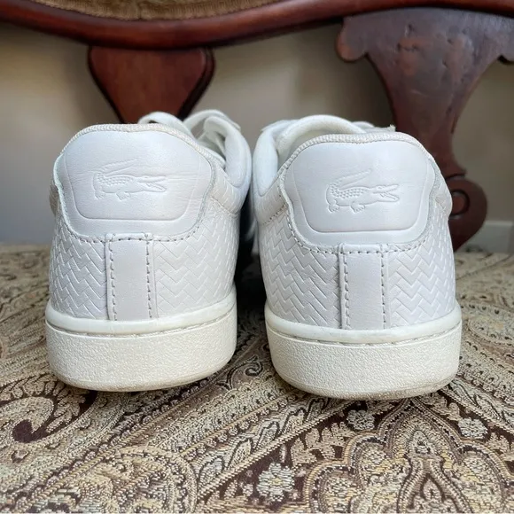Lacoste Carnaby Evo Women’s White Leather Lace Up Low Top Sneakers Shoes Size 8