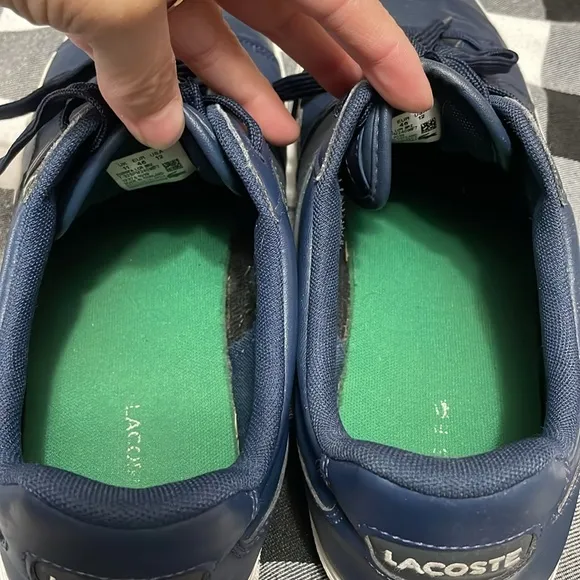 Lacoste Men's Chaymon Lace Up Leather Sneakers Shoes Size 12 Blue