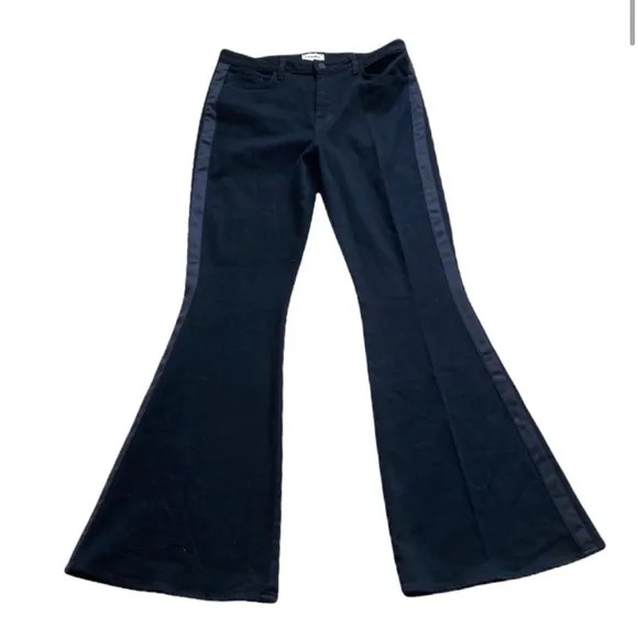 L'AGENCE Solana Big Flare Tuxedo Stripe jean black High-Rise bell bottom size 25