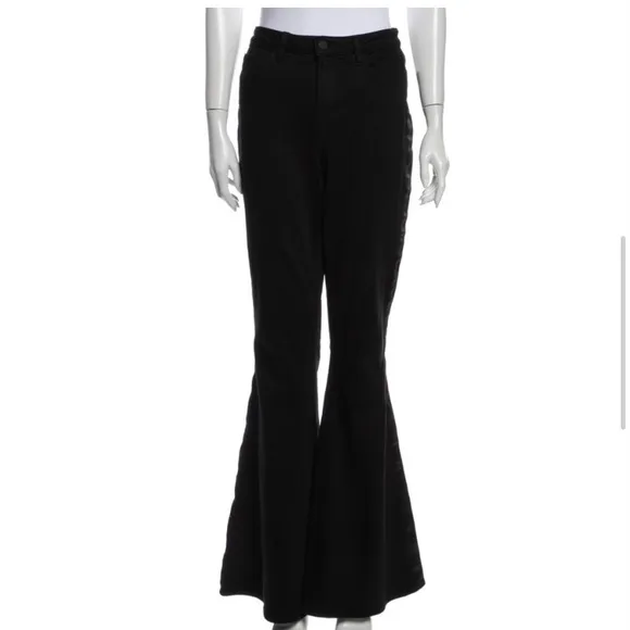 L'AGENCE Solana Big Flare Tuxedo Stripe jean black High-Rise bell bottom size 25