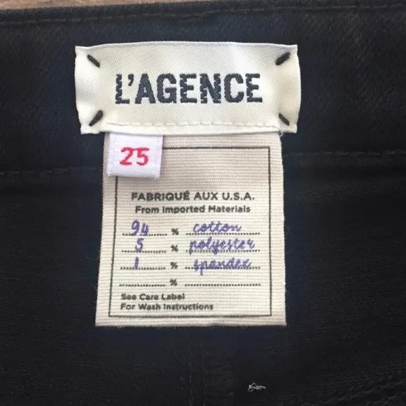 L'AGENCE Solana Big Flare Tuxedo Stripe jean black High-Rise bell bottom size 25