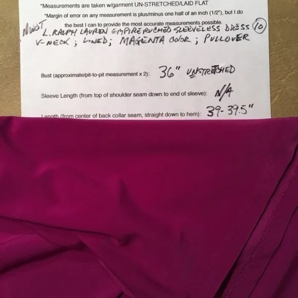 𝅺LAUREN RALPH LAUREN Empire Ruched Jersey Sheath Dress, Sleeveless, MAGENTA, 10