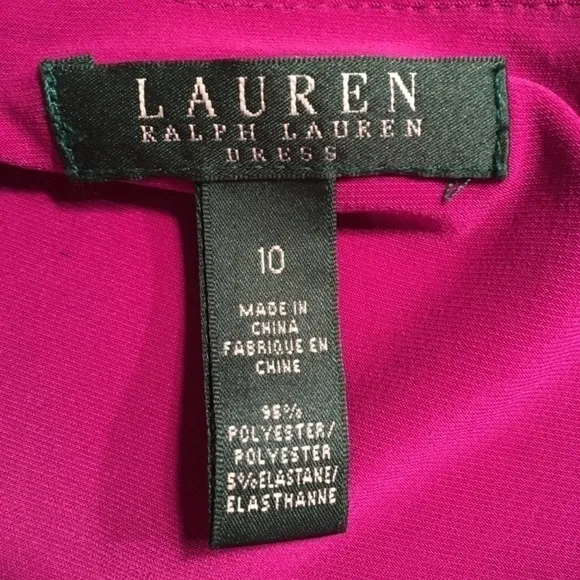 𝅺LAUREN RALPH LAUREN Empire Ruched Jersey Sheath Dress, Sleeveless, MAGENTA, 10