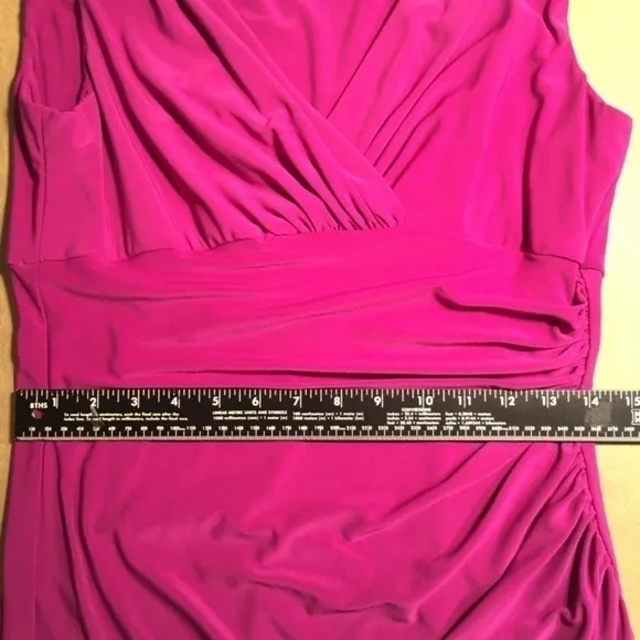 𝅺LAUREN RALPH LAUREN Empire Ruched Jersey Sheath Dress, Sleeveless, MAGENTA, 10