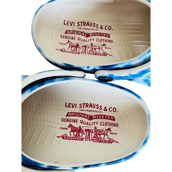 Levis X Crocs Limted Edition Blue Tie-Dye With Jibbitz Comfortable Slip-On Shoes