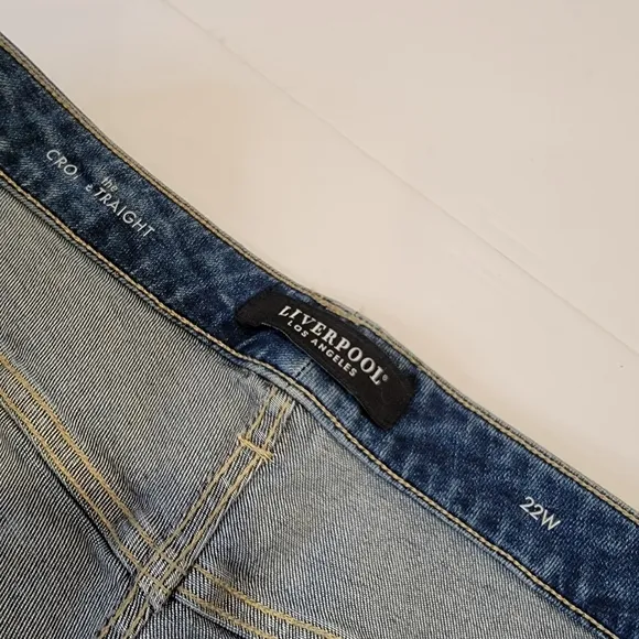 Liverpool Kenndy Crop Straight  Jeans with Destruction LM7195VH Size 22W NEW!