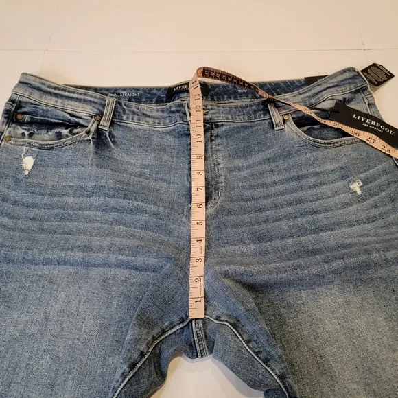 Liverpool Kenndy Crop Straight  Jeans with Destruction LM7195VH Size 22W NEW!