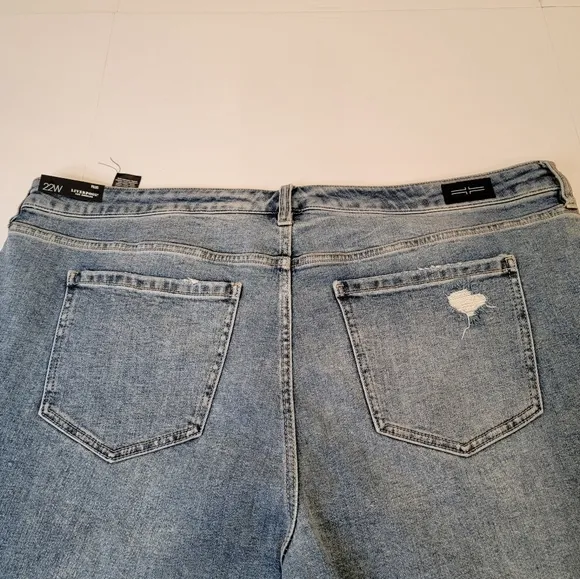 Liverpool Kenndy Crop Straight  Jeans with Destruction LM7195VH Size 22W NEW!