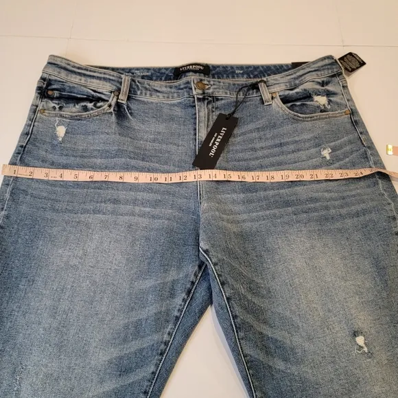 Liverpool Kenndy Crop Straight  Jeans with Destruction LM7195VH Size 22W NEW!