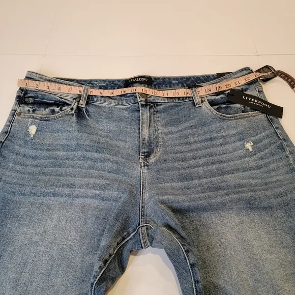 Liverpool Kenndy Crop Straight  Jeans with Destruction LM7195VH Size 22W NEW!