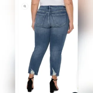 Liverpool Kenndy Crop Straight  Jeans with Destruction LM7195VH Size 22W NEW!