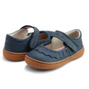 Livie &amp; Luca Ruche Navy Leather Maryjanes