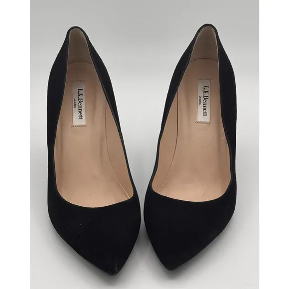 LK Bennett London Pump Womens 40 US 9 1/2 Gray Suede Shoes 3” Heel. Excellent.
