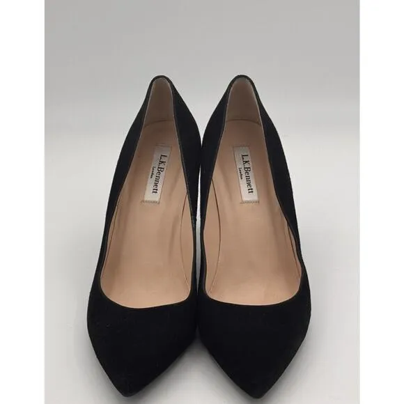LK Bennett London Pump Womens 40 US 9 1/2 Gray Suede Shoes 3” Heel. Excellent.