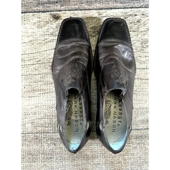 Lounge By Mark Nason Men's Sz 10 Rock Brown Stitched Leather Shoes