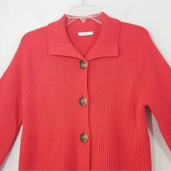 Lucia new wool blend ribbed bell slv cardigan 10