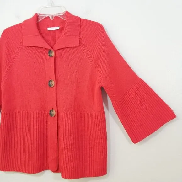 Lucia new wool blend ribbed bell slv cardigan 10