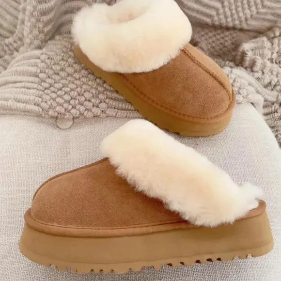 LUCKY BRAND • Chestnut Platform Scuffs Slippers Shoes Includes Box