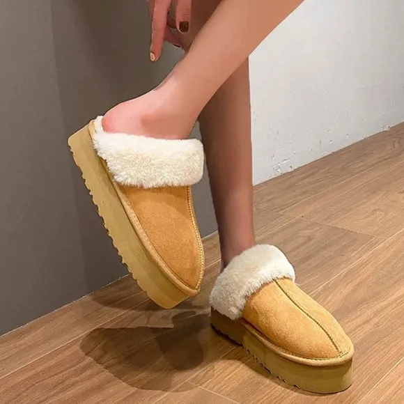 LUCKY BRAND • Chestnut Platform Scuffs Slippers Shoes Includes Box