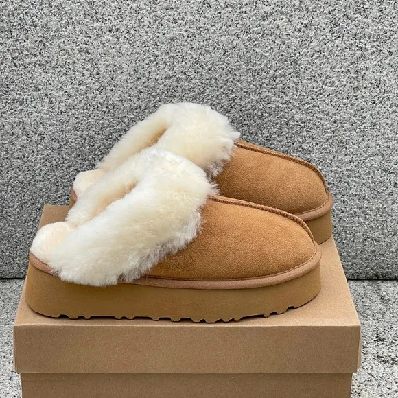 LUCKY BRAND • Chestnut Platform Scuffs Slippers Shoes Includes Box