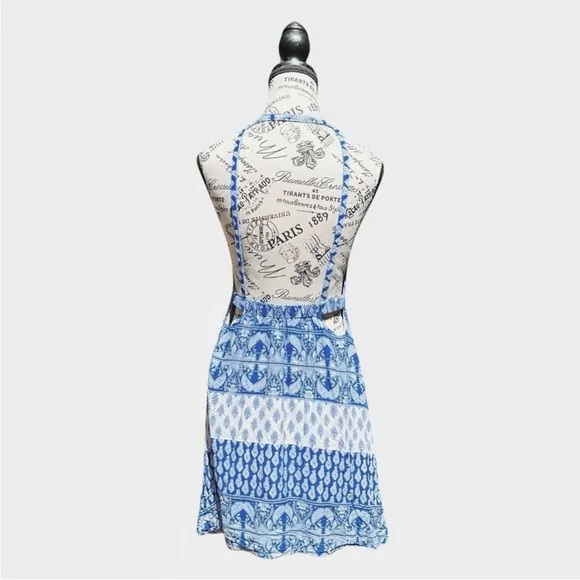 Lulus Blue and White Halter Dress Open Back