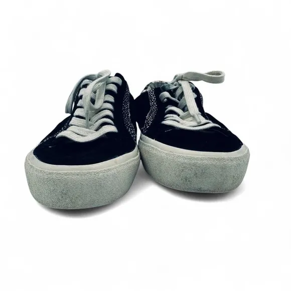 Madewell &quot;Sidewalk&quot; Sneakers Shoes Spotted Calf Hair Trim Casual Shoes 7.5 Black