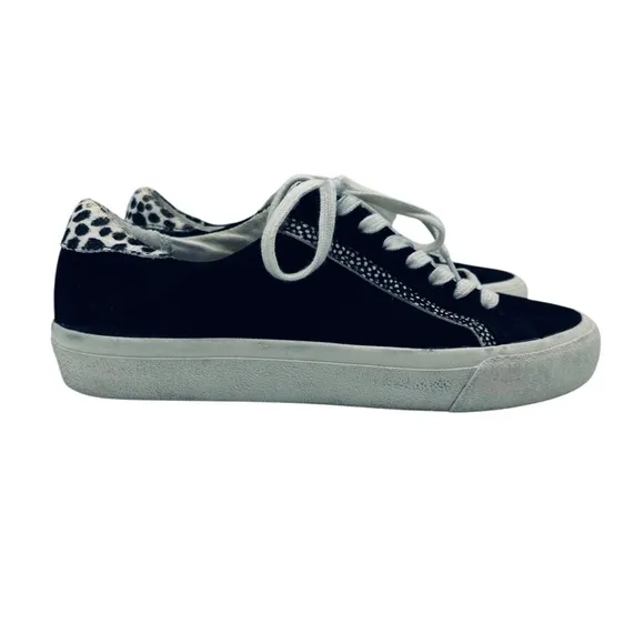 Madewell &quot;Sidewalk&quot; Sneakers Shoes Spotted Calf Hair Trim Casual Shoes 7.5 Black