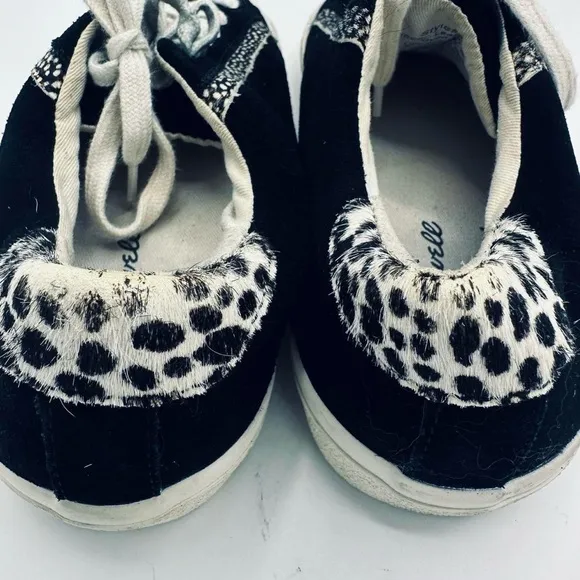 Madewell &quot;Sidewalk&quot; Sneakers Shoes Spotted Calf Hair Trim Casual Shoes 7.5 Black