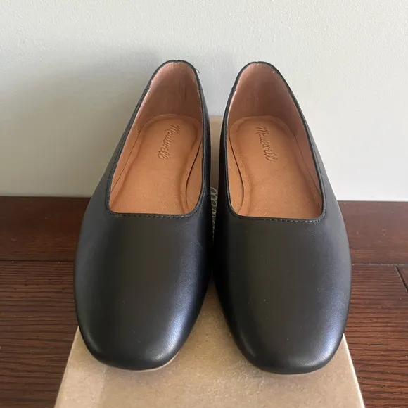 Madewell Cory Leather black‎ flats NEW size 7
