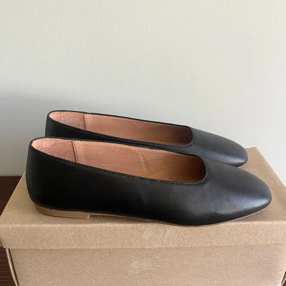 Madewell Cory Leather black‎ flats NEW size 7