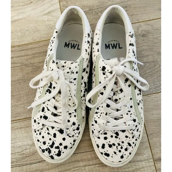 Madewell Sidewalk Low-Top Sneakers in Spatter-Painted Calf Hair Women’s 9