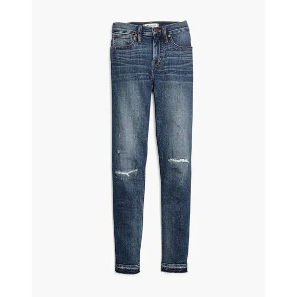 Madewell Size 27 9” High Rise Skinny Jeans York Wash Rip and Repair Edition