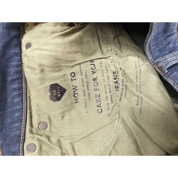 Madewell Slim Straight Mens Jeans 36x32 Blue Dark Wash Denim Jeans Fade Wash‎