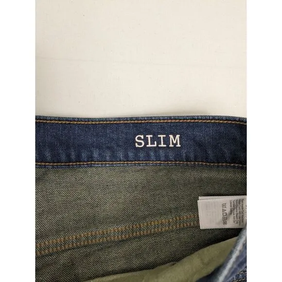 Madewell Slim Straight Mens Jeans 36x32 Blue Dark Wash Denim Jeans Fade Wash‎