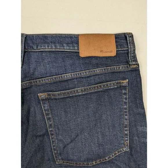 Madewell Slim Straight Mens Jeans 36x32 Blue Dark Wash Denim Jeans Fade Wash‎