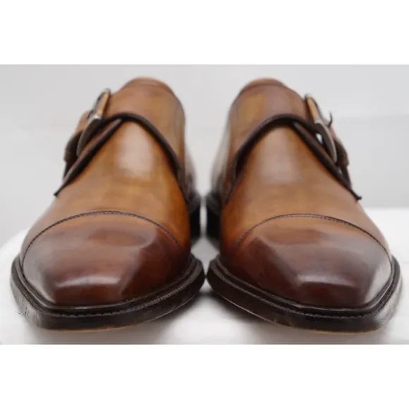 Magnanni Marco II Single Monk Strap Men 9.5 M Cuero Leather Cap Toe Dress Shoes