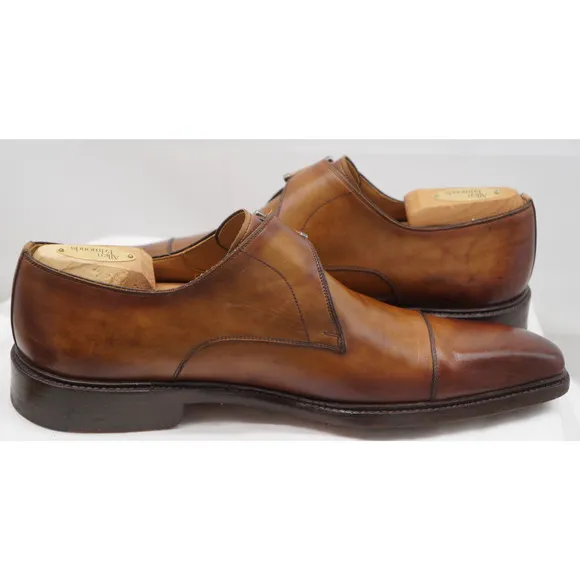 Magnanni Marco II Single Monk Strap Men 9.5 M Cuero Leather Cap Toe Dress Shoes