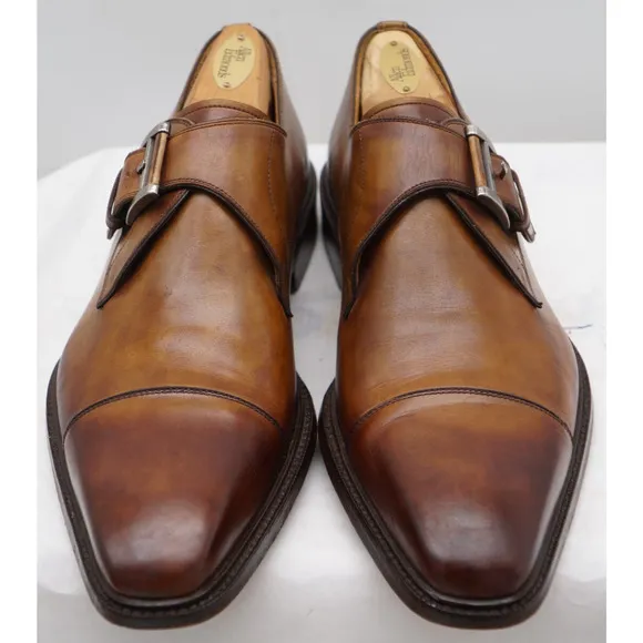 Magnanni Marco II Single Monk Strap Men 9.5 M Cuero Leather Cap Toe Dress Shoes
