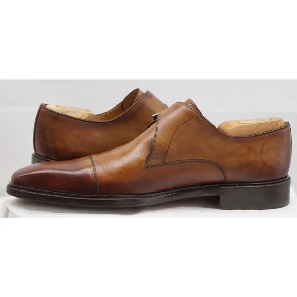 Magnanni Marco II Single Monk Strap Men 9.5 M Cuero Leather Cap Toe Dress Shoes