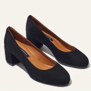 Margaux The Heel in Black Italian Suede Size 40 Block Heels Shoes Size 9.5