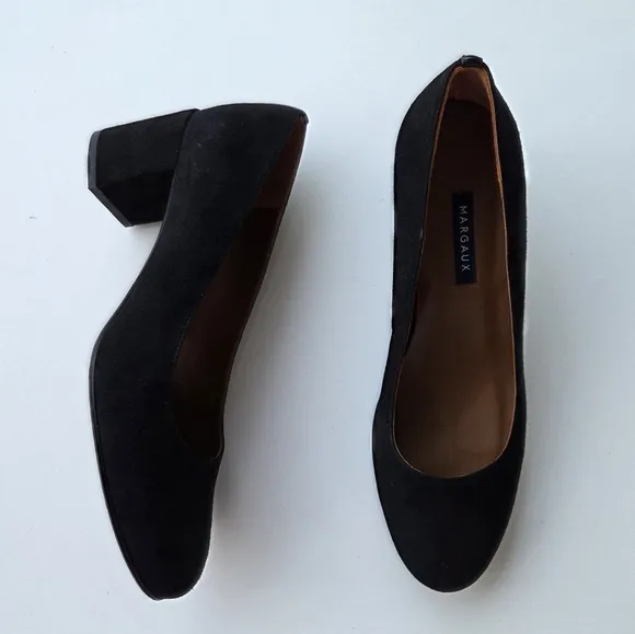 Margaux The Heel in Black Italian Suede Size 40 Block Heels Shoes Size 9.5