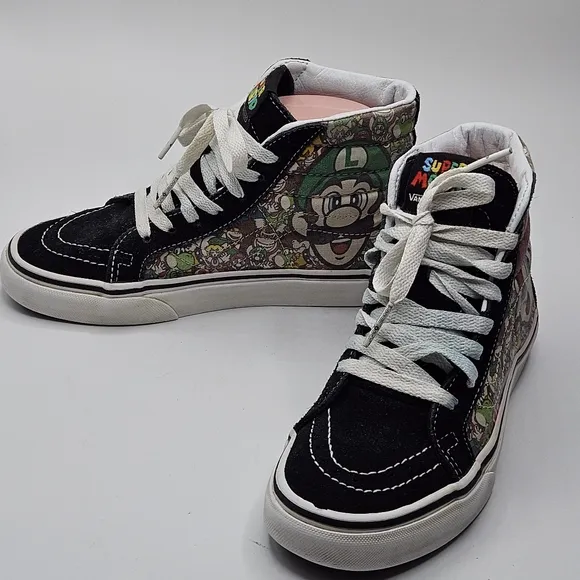 MARIO &amp; LUIGI size 4.5 men 6 women VANS SK8-HI ZIP (NINTENDO)