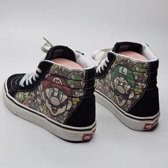MARIO &amp; LUIGI size 4.5 men 6 women VANS SK8-HI ZIP (NINTENDO)