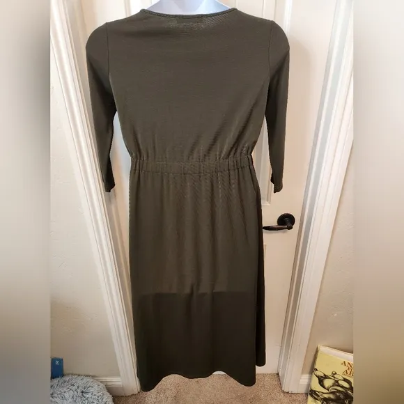 Max Mara Leisure VertigoDress Olive Green Midi Like New Sz 12