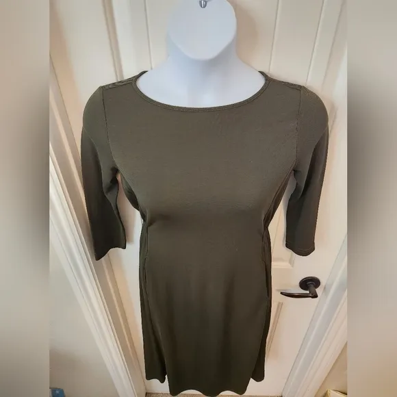 Max Mara Leisure VertigoDress Olive Green Midi Like New Sz 12